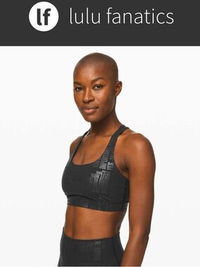 Lululemon Energy Bra Sz 8 B C 20YR Manifesto Foil Black Special Limited Edition